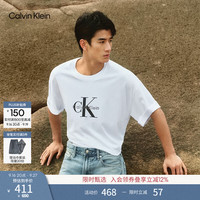 卡尔文·克莱恩 Jeans夏季男女情侣中性休闲通勤ck字母纯色纯棉宽松短袖T恤上衣