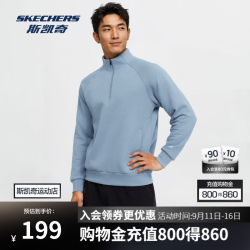 斯凯奇 男士针织半开胸套头卫衣P326M118 迎风蓝 /03M3 L