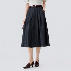 薇迎 商场同款牛仔半身裙女2026夏秋配腰带裙子宽松半裙