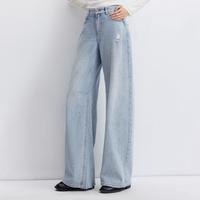 VERO MODA 26秋新品含再生纤维素个性破洞宽松长裤休闲牛仔裤女