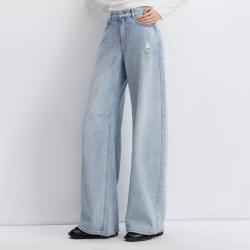 VERO MODA 26秋新品含再生纤维素个性破洞宽松长裤休闲牛仔裤女