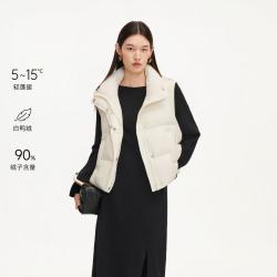 VERO MODA 26秋新品90白鸭绒拼接底摆抽绳羽绒马甲羽绒服女