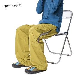 QOTRIOCK 山系防泼水登山冲锋裤男女秋季轻量化运动休闲裤宽松伞兵阔腿裤子
