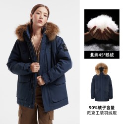 骆驼 鹅绒︱骆驼羽神Ultra女装工装派克羽绒服冬新款毛领加厚羽绒外套