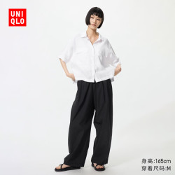 优衣库 487589 棉质宽松 黑色 M 女士休闲裤