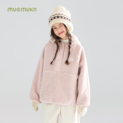 MUCMUKN 木可小狗绣花毛绒卫衣软糯毛绒休闲外套女童冬