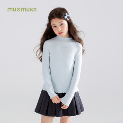 MUCMUKN 三色百搭烫钻蝴蝶结半高领打底衫保暖长袖内搭冬