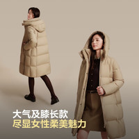 波司登 女士冬季经典都市休闲中长款及膝脱卸帽通勤羽绒服