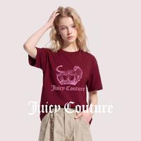 Juicy Couture 26夏新款纯棉女式T恤豹与皇冠印花宽松百搭圆领短袖T恤女