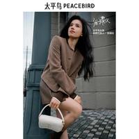 太平鸟 秋PU包边小香风外套女外套