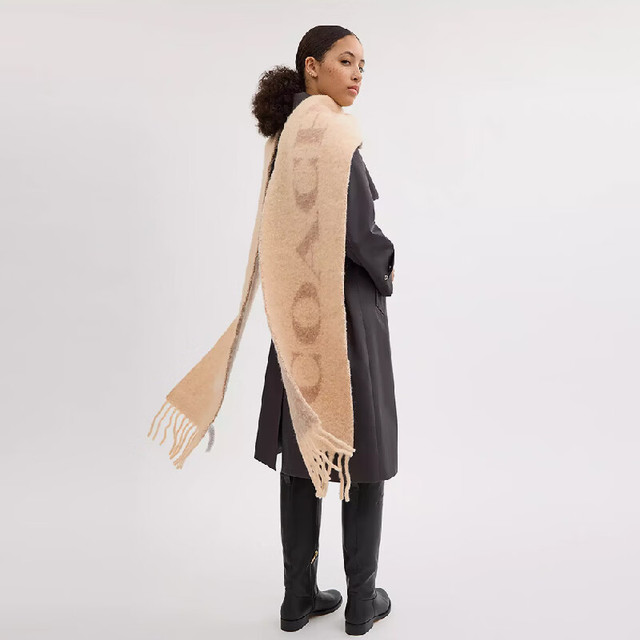 COACH 围巾女C纹含羊毛保暖围脖秋冬百搭女士轻奢礼物 CU812 IVORY