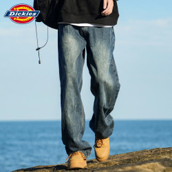 Dickies 美式高街牛仔裤男士2026秋冬季新款宽松直筒阔腿休闲长裤子 复古蓝色  常规 2XL