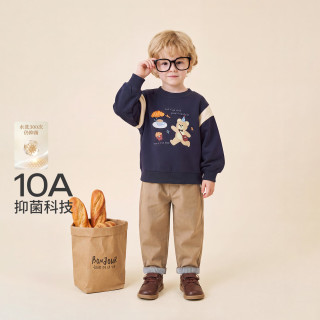 jellybaby 新品秋款男童中童圆领卫衣休闲 宝蓝 100