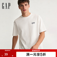 Gap 男女装2026夏季新款logo印花宽松圆领短袖T恤 854722 白色
