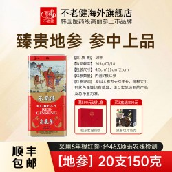 GINSSEN 不老健高丽参6年根别直参礼盒人参300克正品红参韩国地参20支150g