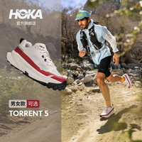 HOKA 男女款夏托伦特 5越野训练鞋TORRENT 5透气耐磨轻便 河岩灰/红玛瑙色-男款 42