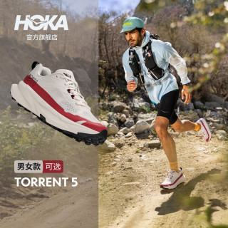 HOKA 男女款夏托伦特 5越野训练鞋TORRENT 5透气耐磨轻便 河岩灰/红玛瑙色-男款 42