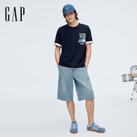 Gap 891528 纯棉印花 海军蓝 L 男士T恤