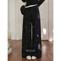 鹿向南 ALXNAN）黑灰色波点休闲裤