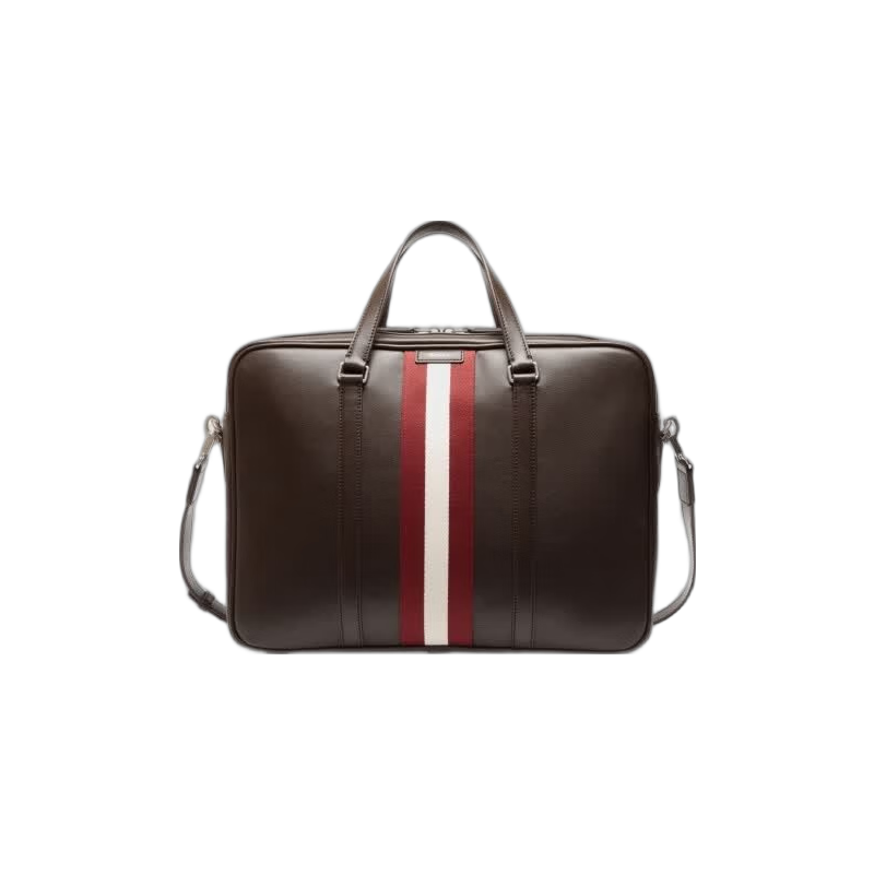 BALLY 巴利 CODE拼色牛皮革男士公文包 6310570 乌木色/红色/白色
