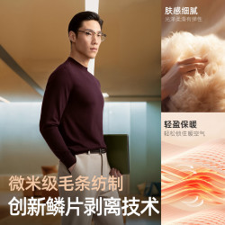 雅戈尔 VYQW619965MBA 全羊毛半高领毛衫 酒红