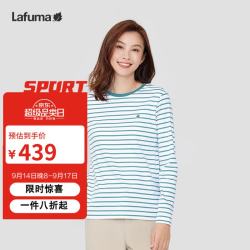 乐飞叶 长袖T恤女 户外宽松条纹圆领休闲百搭打底衫 LFTS4AL60