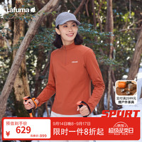 乐飞叶 户外长袖T恤女 秋冬半拉链舒适磨毛时尚保暖上衣 LFTS5CL60 丹霞红BO L (40)170/88A