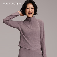 MAIA ACTIVE Creamy系列 罗纹拼接休闲瑜伽卫衣 61SW02 奶霜白麻花