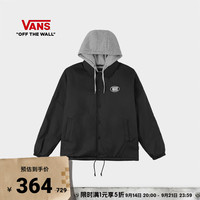 VANS 官方 男女情侣夹克黑色连帽外套 黑色 2XL