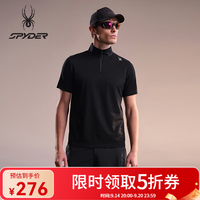 SPYDER 蜘蛛春夏男凉感珠地面料半拉链短袖立领POLO衫02OE26101KM 黑色 L