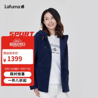 乐飞叶 抓绒衣女 秋冬户外Polartec保暖宽松连帽摇粒绒 LFJA3CRX6