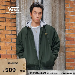 VANS 官方 男女情侣棉夹克连帽棒球服外套 黑色   XS