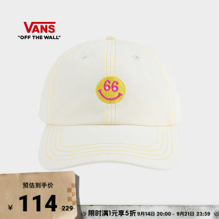 VANS 官方 男女情侣缝制帽趣味LOGO鸭舌帽遮阳帽 米白色 均码头围:57cm