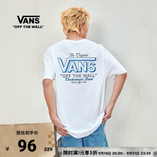 VANS 官方 男女情侣纯棉短袖T恤经典LOGO舒适圆领 白色 M