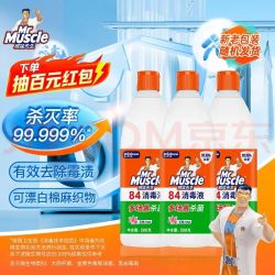 威猛先生 甲流感防范 尼帕病毒防范 84消毒液 500g*3瓶 家用清洁 清新花香