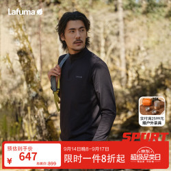 乐飞叶 户外磨毛长袖T恤男士 秋季半拉链登山徒步上衣LMTS6CL61 黑色BK L (50)180/100A