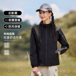 骆驼 运动软壳外套女防风防水加绒登山服冲锋保暖抓绒休闲徒步夹克