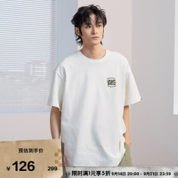 VANS 官方 男女情侣纯棉短袖T恤 米白色  XL