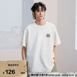 VANS 官方 男女情侣纯棉短袖T恤 米白色  XL