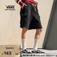 VANS 官方 男子针织短裤简约舒适帅气高街抽绳 黑色 XS