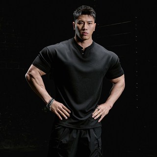 肌肉狗 撞钉宽松亨利衫 运动T恤