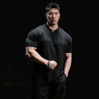 肌肉狗 撞钉宽松亨利衫 运动T恤