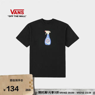 VANS 官方 男女情侣纯棉短袖T恤黑色   黑色 S
