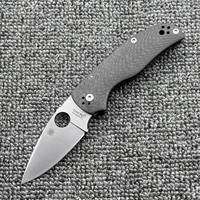 SPYDERCO 蜘蛛 C41碳纤维柄折刀户外野营战术防身高硬度口袋EDC工具刀 黑色 60°以上_7.6cm_102mm