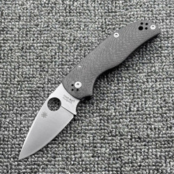 SPYDERCO 蜘蛛 C41碳纤维柄折刀户外野营战术防身高硬度口袋EDC工具刀 黑色 60°以上_7.6cm_102mm