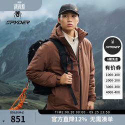 SPYDER 蜘蛛秋冬男士防风防水耐磨短款杜邦棉3L连帽棉服运动外套25EF247M 枯木棕 L