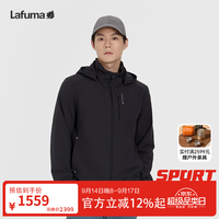 乐飞叶 夹克男 户外春秋徒步外拒水休闲可脱帽外套 LMJA5AF12 黑色BK 175/96A（48）