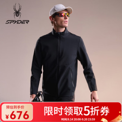 SPYDER 蜘蛛春夏男弹力拼接哑光保暖亲肤立领针织夹克02JO26126KM 黑色 S