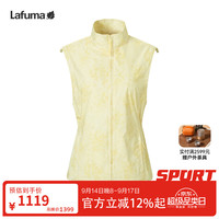 乐飞叶 户外防泼水无袖开衫JQD马甲女 立领防风印花外套LFVE6AF28 阳光黄PY M (38)165/84A