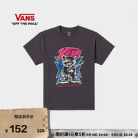 VANS 官方 女子纯棉短袖T恤水洗摇滚浣熊印花 灰黑色 XS